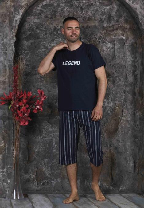 Pijama bărbați din bumbac – tricou cu imprimeu "LEGEND" Neagra,Engros-